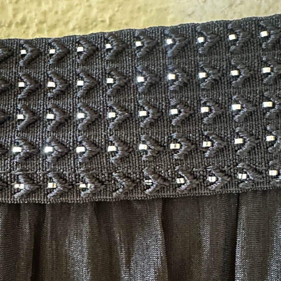 H&M Black Sheer High Side Slit Elastic Waist Pull On Maxi Skirt Size M - Picture 11 of 11